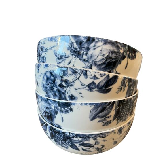 Mikasa PIPPA 
Blue & White Floral Bone China 6" Soup Bowls Set of Four New - Picture 7 of 13